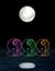 Spiritual background for meditation with yin yang symbol and   full moon in sea reflection