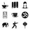 Spiritual equilibrium icons set, simple style