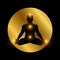 Spiritual indian chakra symbol. Meditation man silhouette with shiny elements
