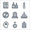 spiritual line icons. linear set. quality vector line set such as amulet, donation, meditation, church, grave, yin yang, furin,