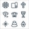 Spiritual line icons. linear set. quality vector line set such as hamsa, stones, holy, holy chalice, lotus, eye of ra, cross, yoga