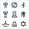 Spiritual line icons. linear set. quality vector line set such as judaism, aromatherapy, aromatic candle, dreamcatcher, lectern,