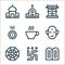 Spiritual line icons. linear set. quality vector line set such as , octagon, buddha, infusion, donation, temple, church