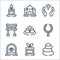 Spiritual line icons. linear set. quality vector line set such as stones, tea, window, rosary, lotus, torii gate, cross, taj mahal