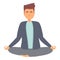 Spiritual meditation icon cartoon vector. Man relax