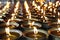 Spiritual oil lamps in temple