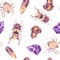 Spiritual sacred beetle seamless pattern Totem animals watercolor