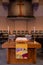 Spiritual Serenity: Pulpit View in Tranquil Church with Wooden Cross and Open Bible