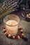 Spiritual still life with candles, beads and dry flowers