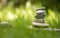 Spirituality: Stone cairn in the park. Balance and relaxation