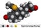 Spironolactone molecule. It is used for the treatment of hypertension, hyperaldosteronism, edema. Molecular model. 3D rendering