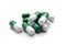 Spirulina capsules on white background