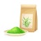 Spirulina dietary supplement in powder. Healthy organic product, antioxidant superfood vector illustration