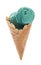 Spirulina ice cream cone