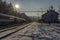 Spisske Vlachy station in winter frosty afternoon