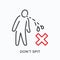 Spiting man line icon. Vector outline illustration warning rule of conduct in pandemic. Bad habit pictorgam for illness