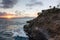 Spitting Caves in Oahu, Hawaii at sunset