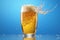 splash bubble glass foam alcohol cold background beer closeup drink gradient. Generative AI.