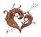 Splash chocolate abstract background, chocolate heart 3d rendering