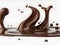 A splash of chocolate is shown in a white background