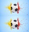 Splash - colored paint - soccer ball