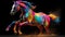 A Splash of Colors Takes the Shape of a Majestic Horse. Generative AI