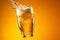 splash gradient background bubble glass pint beer drink cold alcohol foam. Generative AI.