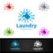 Splash Laundry Dry Cleaners Logo with Clothes, Water and Washing Concept