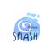 Splash logo original design, aqua blue label, abstract water badge watercolor vector Illustration