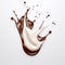 Splash of Milk and Chocolate Sauce on plain white backg - product photography