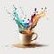 Splash of Milk Watercolor Espresso Art - Generative AI