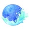 Splash ocean wave, bubble and sky in circle shape banner watercolor.