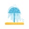 Splash pad water umbrella. Small pool for kids. Aqua park equipment. Recreation and entertainment theme. Flat vector