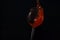 Splash of red wine in a glass on a black background. A glass of wine falls and spills.