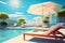 A Splash of Relaxation: Sun Loungers and Umbrellas at a Modern Hotel Pool - Generative AI