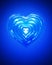 Splash ripple of liquid blue water in form of heart shape. Design creative concept of drink for valentine day or love.