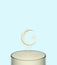 Splash ripple of liquid white milk yogurt cream in form of crescent moon and star in a glass.