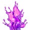 A splash of transparent purple liquid on a white background. 3d illustration, 3d rendering