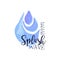 Splash wave logo, abstract water badge original design, aqua blue label watercolor vector Illustration