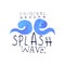 Splash wave logo original design, aqua label, abstract water badge watercolor vector Illustration