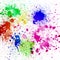 Splashes of colorful ink on white background