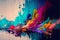 Splashes of multicolor paint, creative digital illustration painting