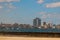 Splashes of waves .View from the Malecon promenade to the city. Cuba. Havana.