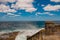 Splashes of waves. View from the waterfront Malecon on the water. Cuba. Havana.