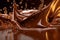 Splashing cascade of melted chocolate. Rich and velvety symphony of pure chocolate delight, evoking irresistible cravings and