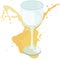 Splashing orange juice and a glass goblet