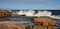 Splashing waves at Maroubra Beach, Sydney