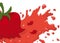 Splattered tomato with spilled juice in all directions, Vector illustration