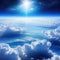 Splendid background cloudscape above the atmosphere in the with a galaxy and starry space at the Digital art view from above the