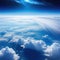 Splendid background cloudscape above the atmosphere in the with a galaxy and starry space at the Digital art view from above the